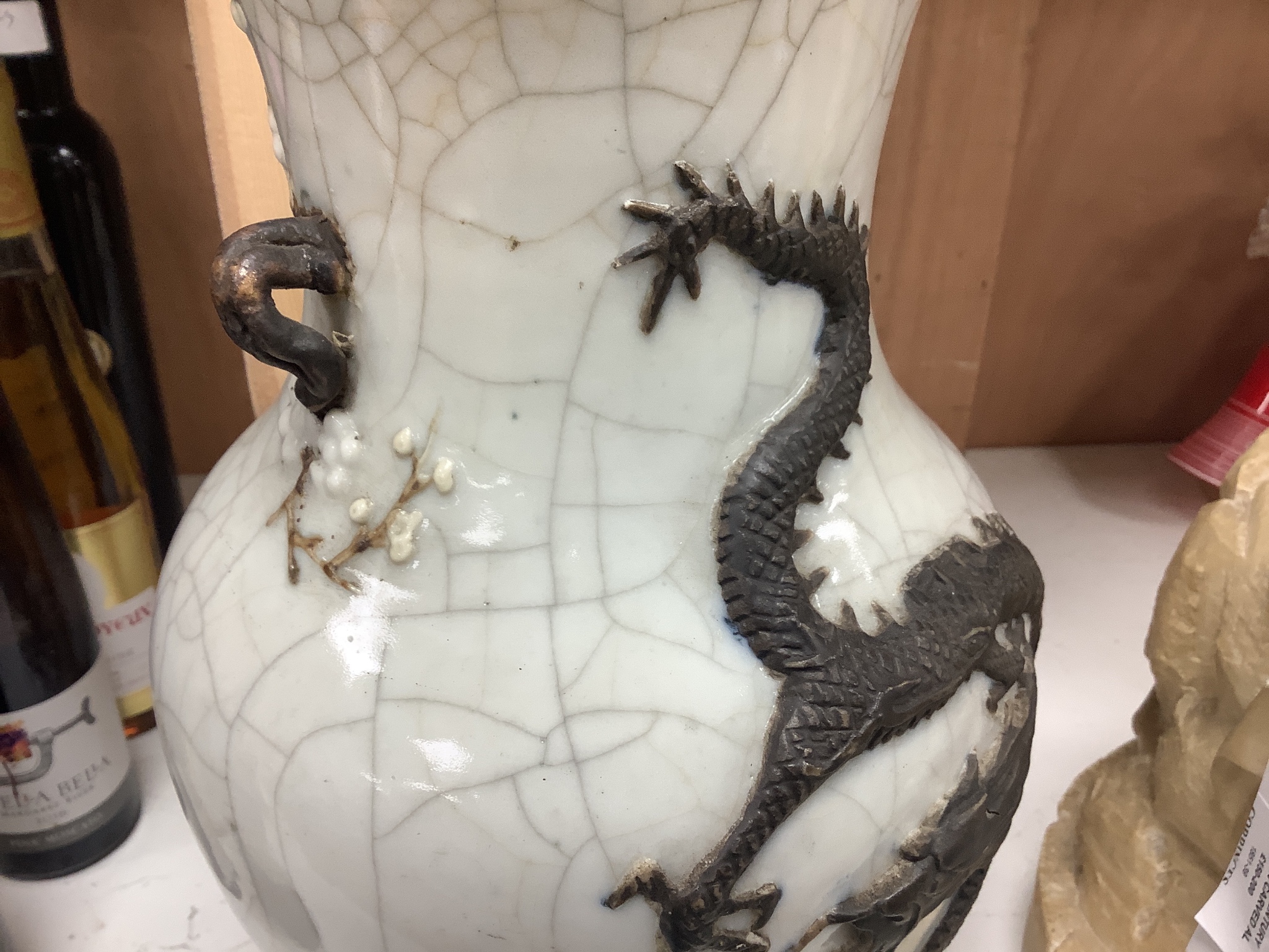 A Chinese crackleware ‘dragon’ vase, late 19th century, height 36cm